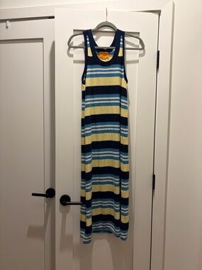 Striped Navy, Blue & Yellow Maxi Tank Dress